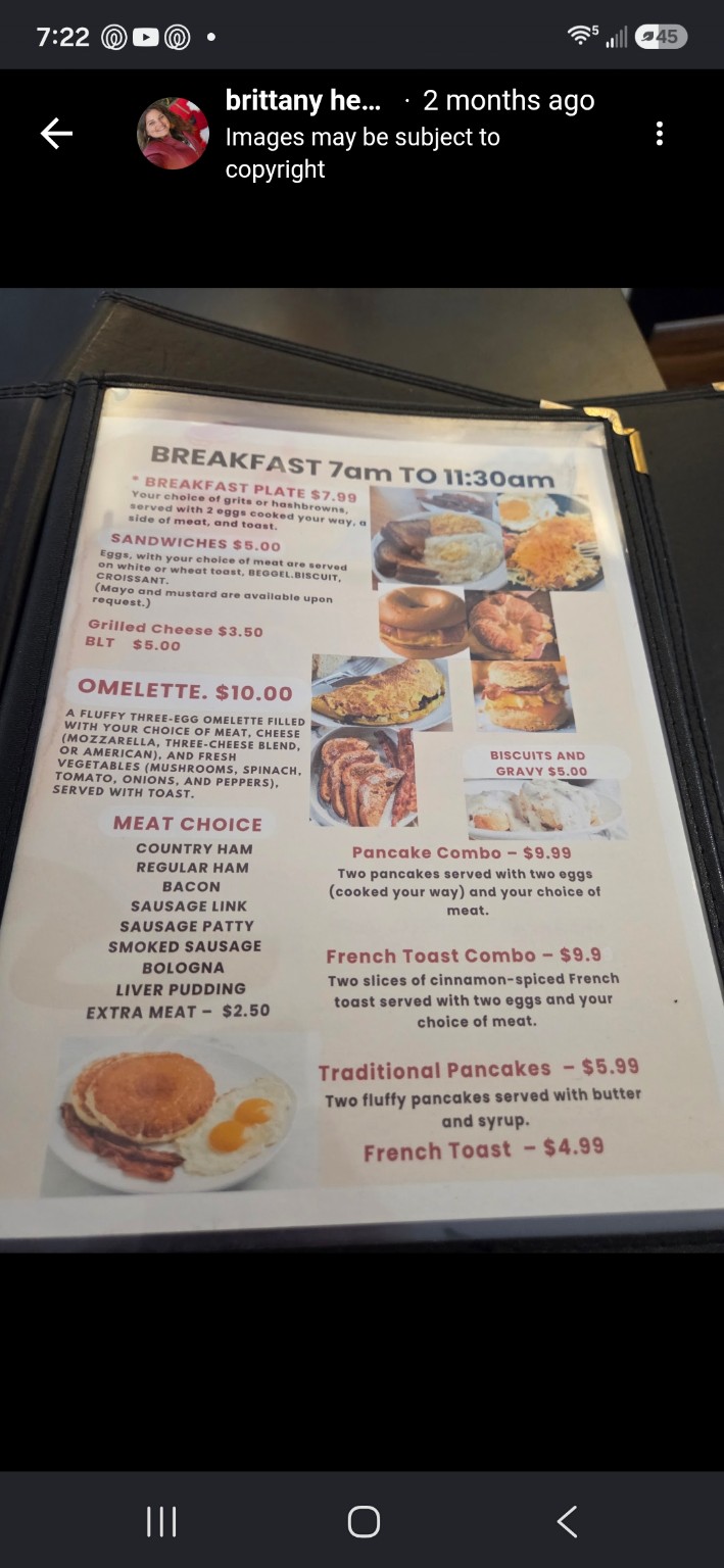 Taqueria El Gammi breakfast menu from 7 AM to 11:30 AM